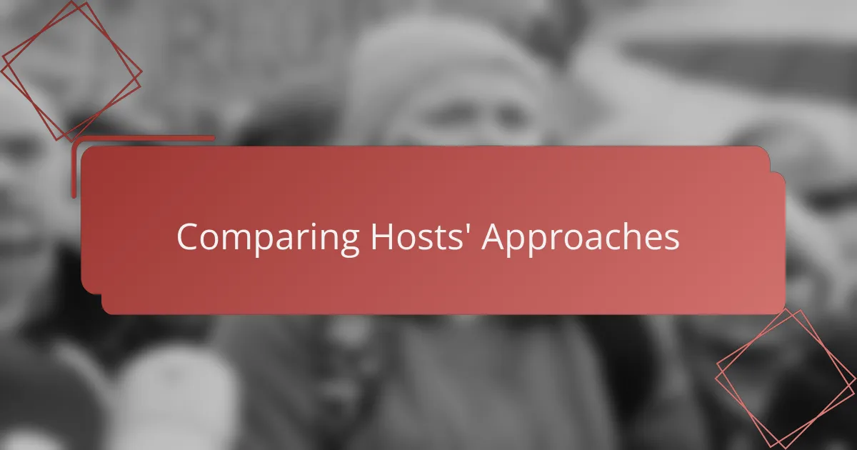 Comparing Hosts' Approaches