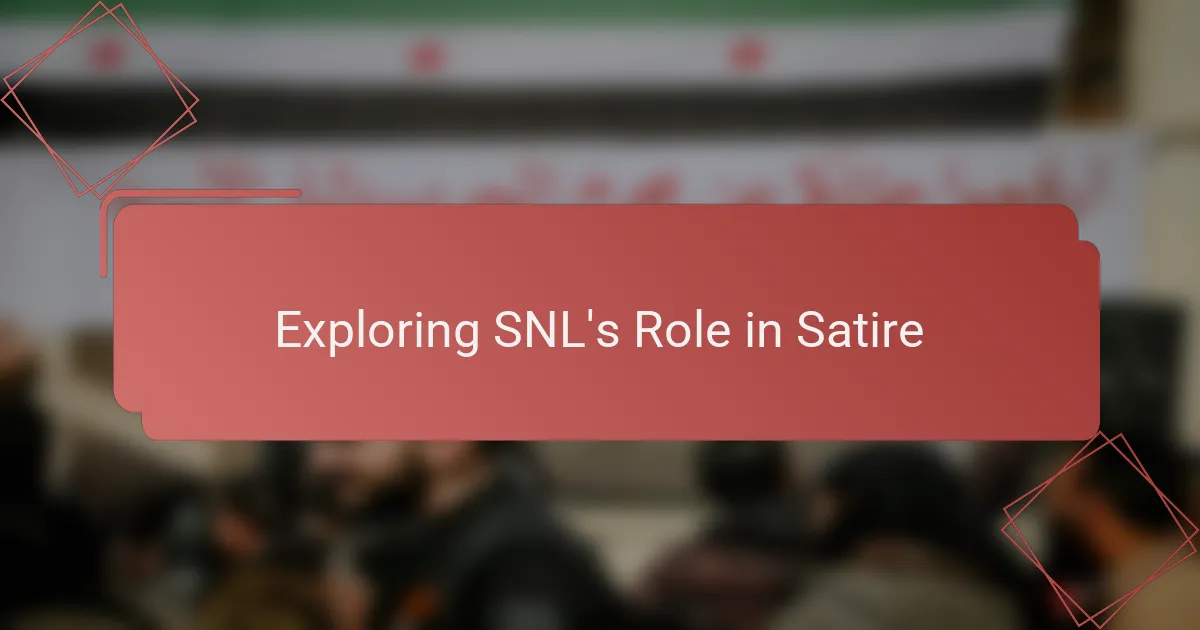 Exploring SNL's Role in Satire