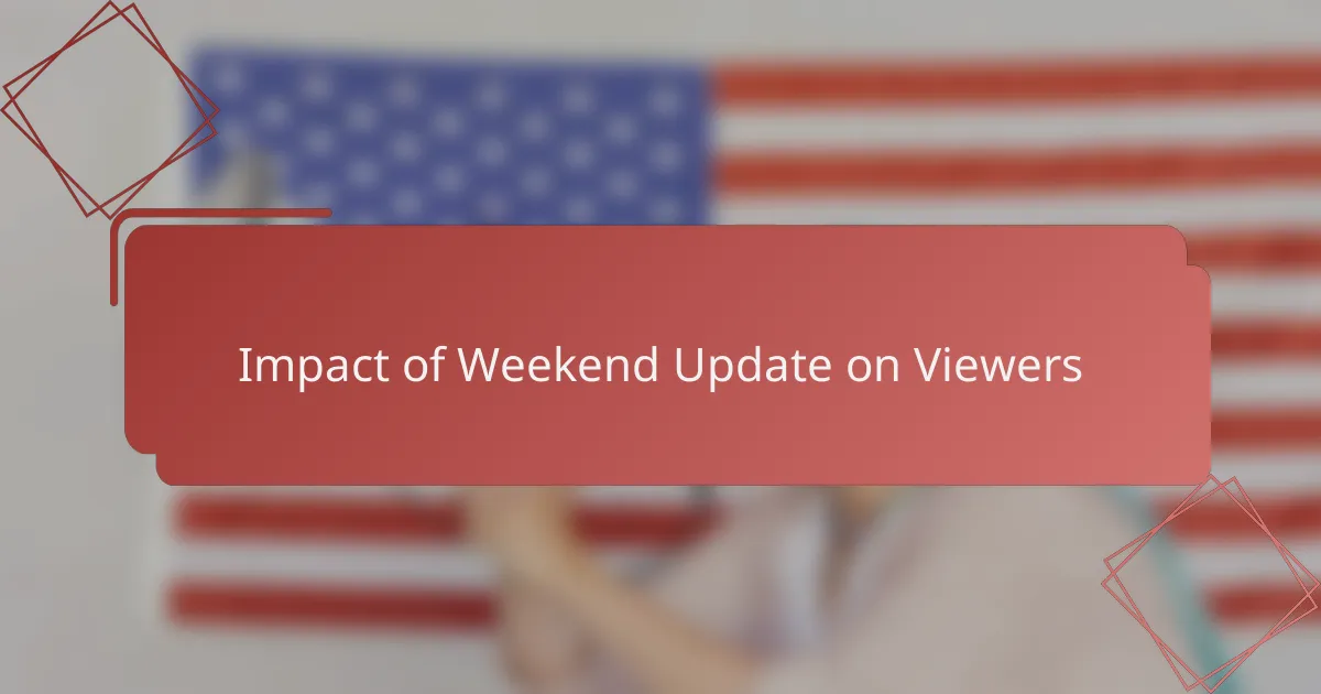 Impact of Weekend Update on Viewers