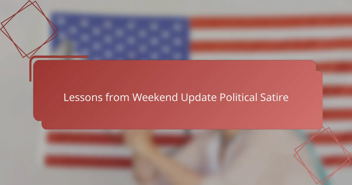 Lessons from Weekend Update Political Satire