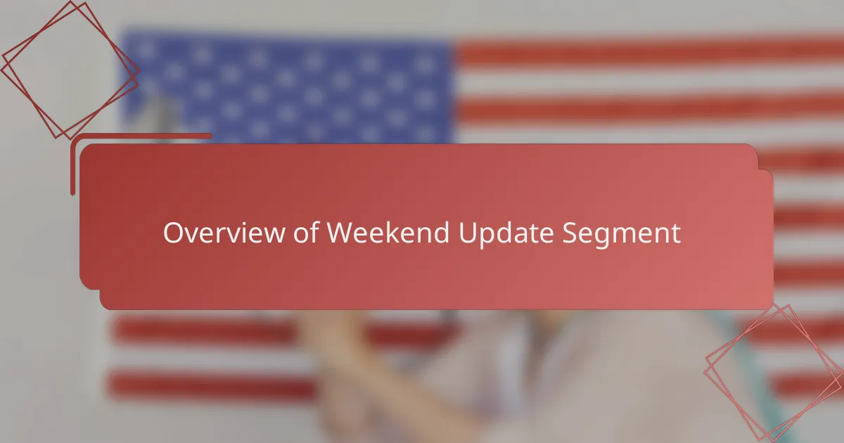 Overview of Weekend Update Segment